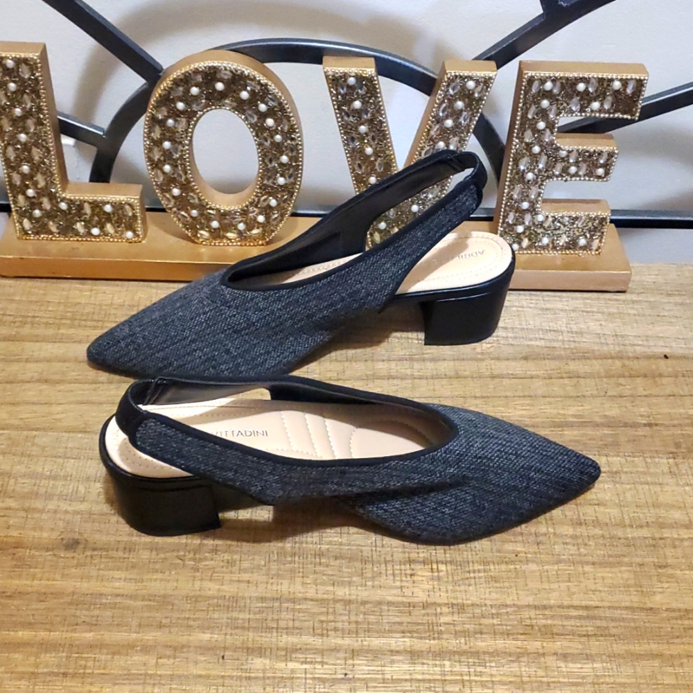 Adrienne Vittadini Gray Black Pointed Toe Gotham Pump Sz 8M - Picture 5 of 10